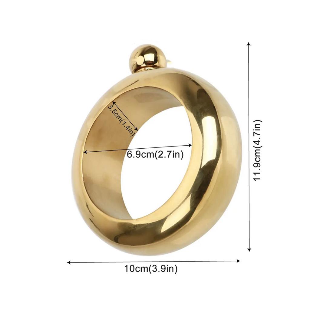 304 Stainless Steel 100 Ml Hip Flask Bracelet 3.5 Oz Creative Bangle Hip Flask Set with Funnel for Wine Whiskey Alcohol Cocktail