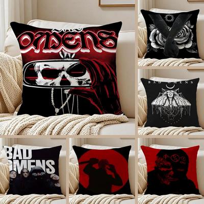 Heavy American Band BBad Omens Cushion Cover Pillowcase Antidustmite Invisible Zipper Short Plush Sofa Cushion