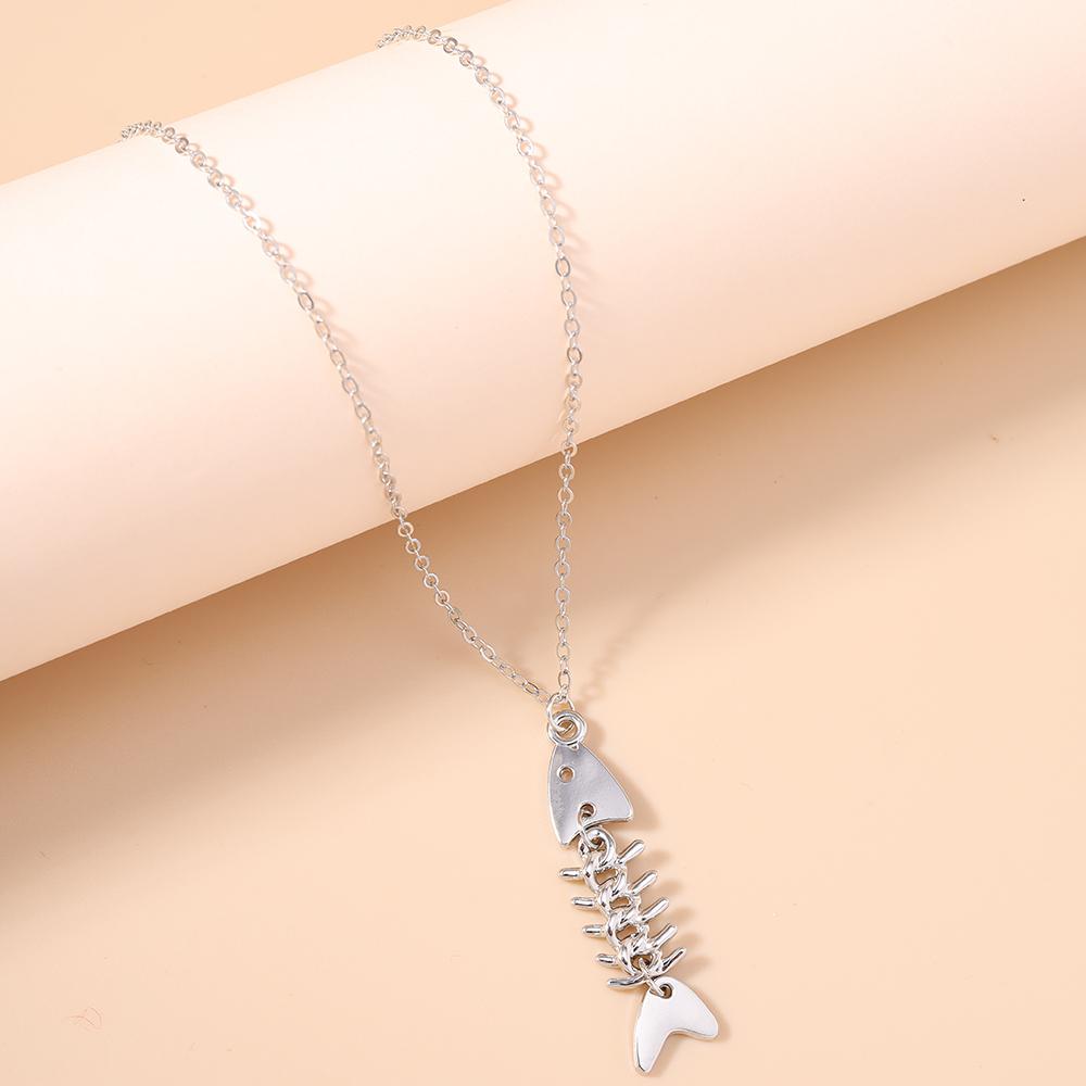 Modischer Legierungs-Fischgräten-Halskettenanhänger für Damen Mädchen Halskettenkette Party Urlaubs Schmuck Geschenke