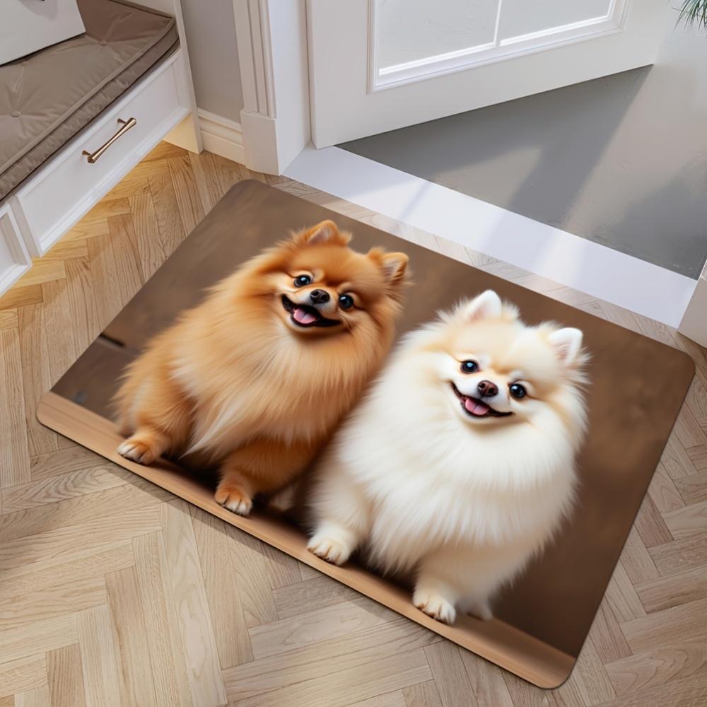 1Pcs Anti Fatigue Kitchen Rugs Cute Dog Print Waterproof Non-Slip Thick Cushioned Kitchen Mat Heavy Duty Comfort Standing Mat for Kitchen Bathroom