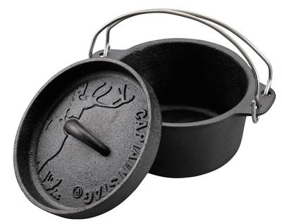 Captain Stag Cast Iron Dutch No Seasoning Perfect for Camping and Barbecuing (CAPTAIN STAG) UG-3060 Oven, 14cm, Required,