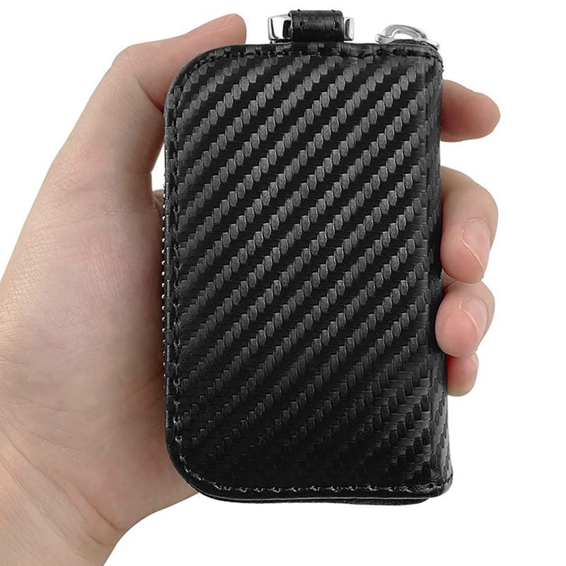 Estuche bloqueador de señal para llave de coche, caja Faraday, antipiratería, antirrobo, llavero, bolsa bloqueadora de señal RFID, funda de cuero PU