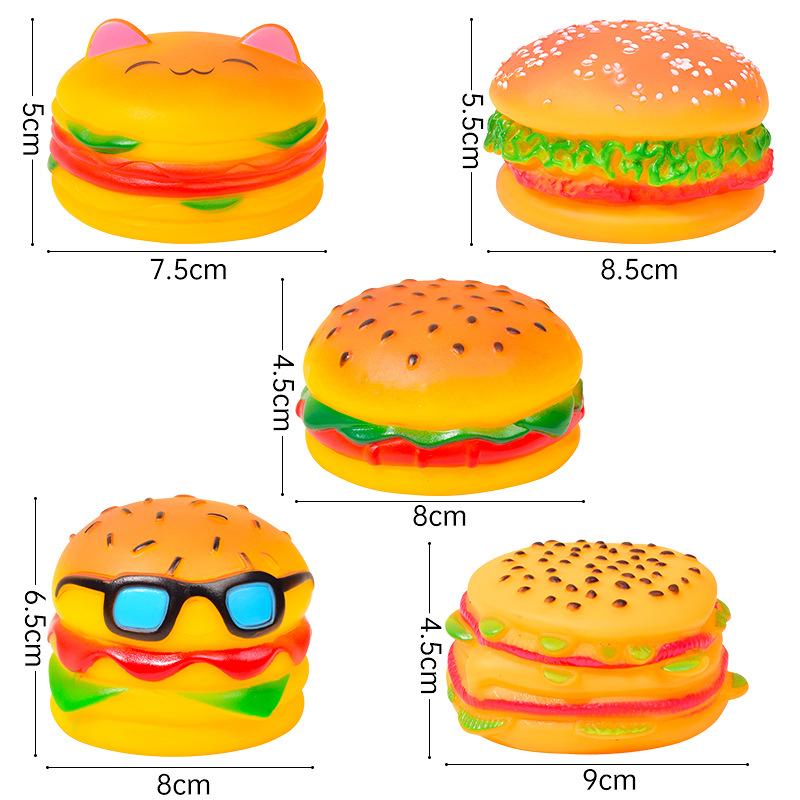 Rubber-coated Sound-producing Toy Hamburger Dog Teething and Cleaning Sound Hamburger Bag Pet Toy