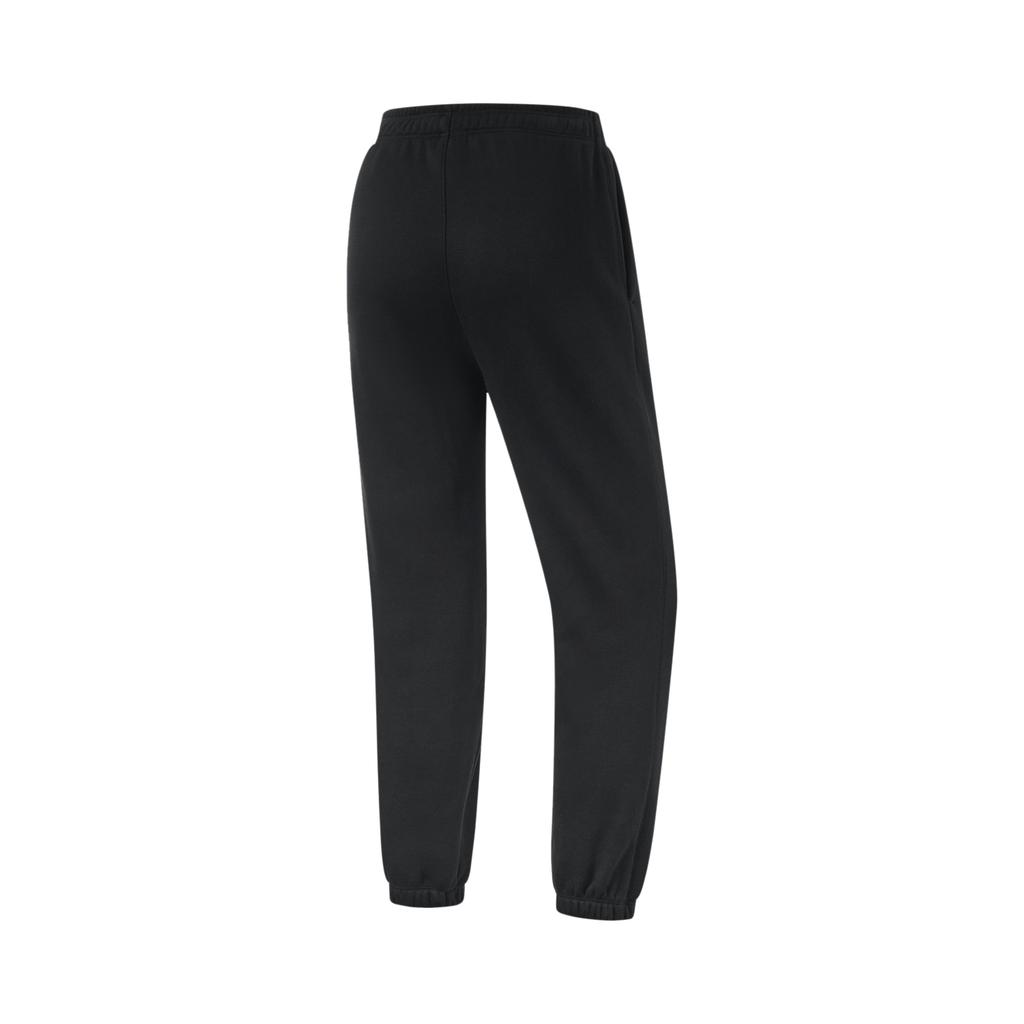Li Ning Fitness Series Simple Solid Color Mid Waist Comfortable Fleece Lined Warm Cuffed Knitted Sports Pants Women Pants Black AKLU592-2