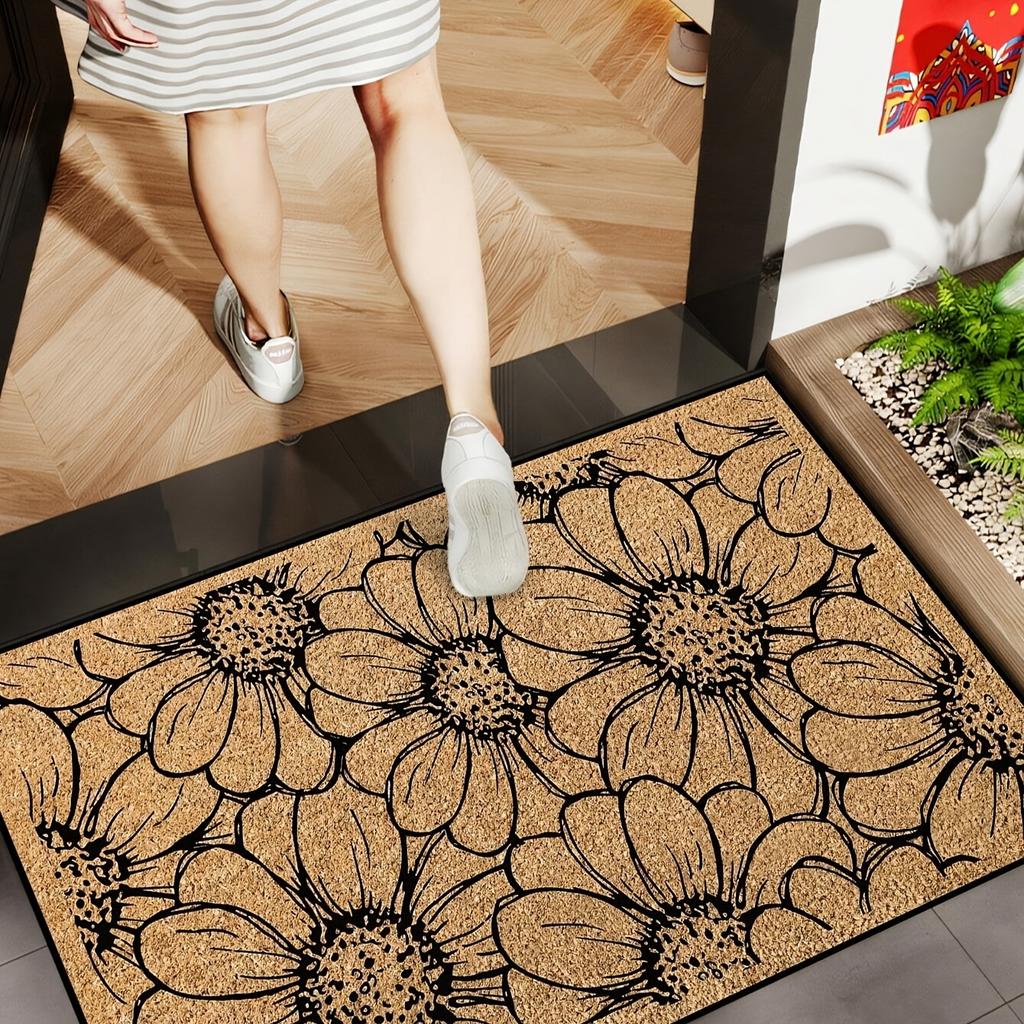 Floral Printed Entrance Non-slip Door Mat Bedroom Bedside Foot Mat Living Room Balcony Hallway Rugs Bathroom Toilet Floor Mat