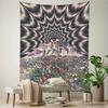 Psychedelic Eye Over Mountain and Flowers Wall Tapestry Surreal Wall Hanging All-Seeing Eye Tapestry Printing Wall Tapestry