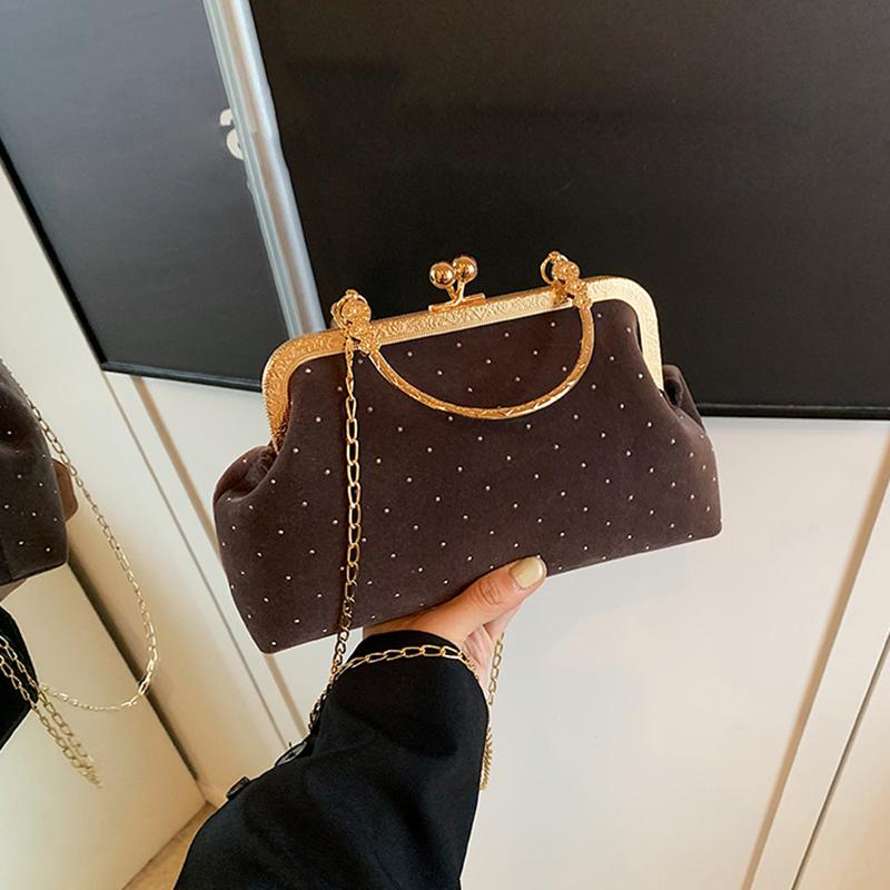 Luxury Design Women's Evening Clutch Purse Dinner Party Ladies Small Clip Shoulder Bag Handbags Retro Female Chain Crossbody Bag KTB