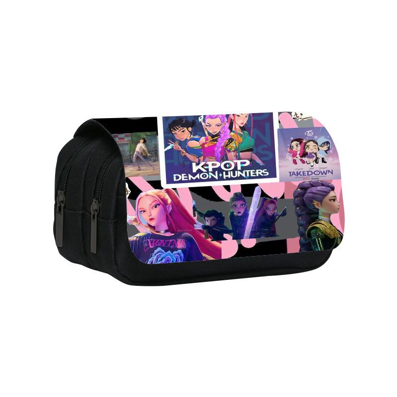 

Kpop Demon Hunters Pattern Student Pencil Case With Double Layer Polyester Storage Bag For School And Office Use Style1