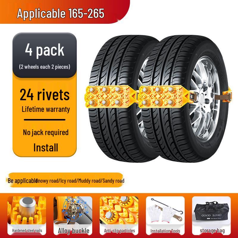Universal Rubber Anti-Skid Tire Chains for Cars, SUVs, and Vans - Protects Tires In Winter Conditions