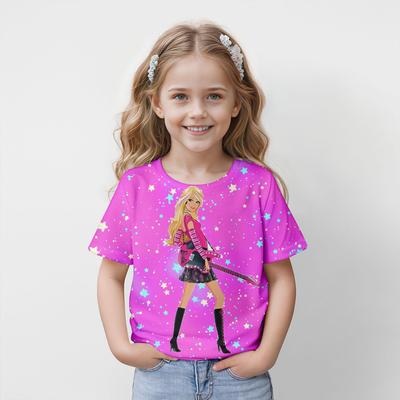 Meisjeskleding Kinderkleding Korte Mouw Mooie 3D Anime Print Meisjes T-shirt Kinder Zomerkleding Comfortabele Kleding Top