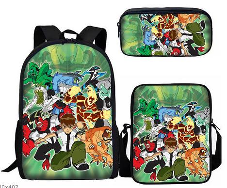 Less Hacker Backpack Ben 10 Student School Bag Anime Cartoon Backpack Lunch Bag Satchel Pencil Case
