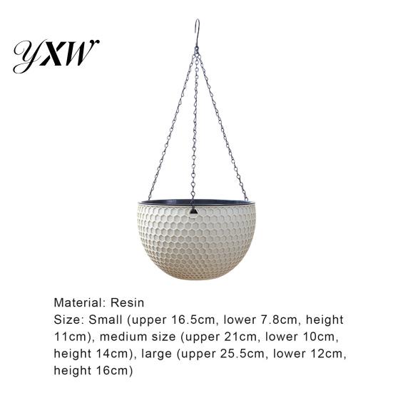 Flower Hanger Hanging Basket Imitation Honeycomb Self Water Absorption Plant Pot Waterproof Outdoor Resin for Garden