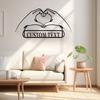 Personalizable Metal Heart Wall Art Love Intertwined Hands Custom Text Matte Decor Sign