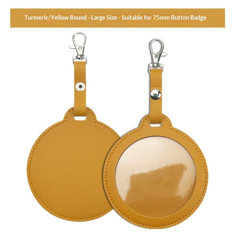 PU Leather Card Holder Cat Ear Design Cute Round Badge Reel For Work Office Travel Luggage Keychain Pendant
