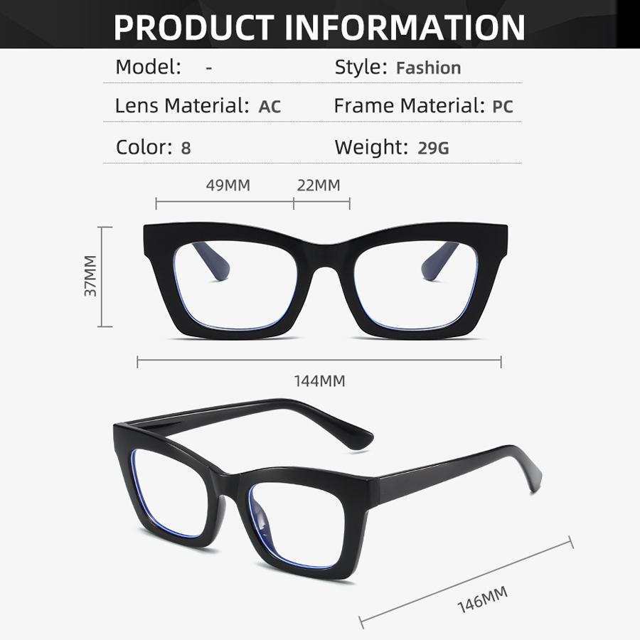 Vintage Square Anti Blue Light Glasses For Women Designer Trendy Myopia Prescription Optical Frame Sexy Ladies