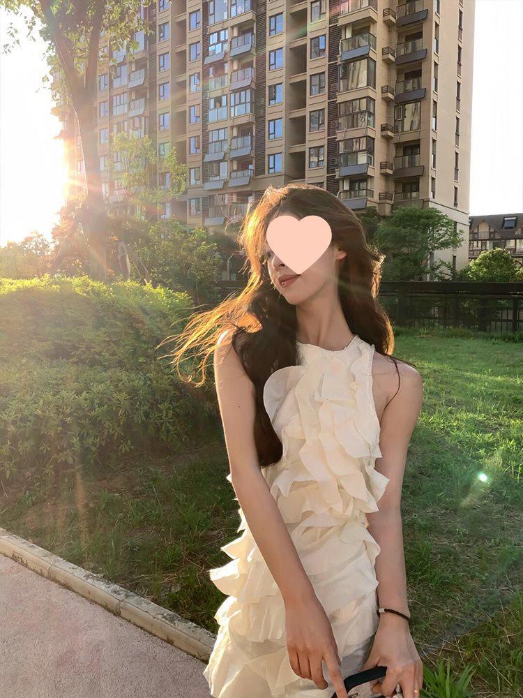 French White Asymmetrical Fairy Summer Dress for Women