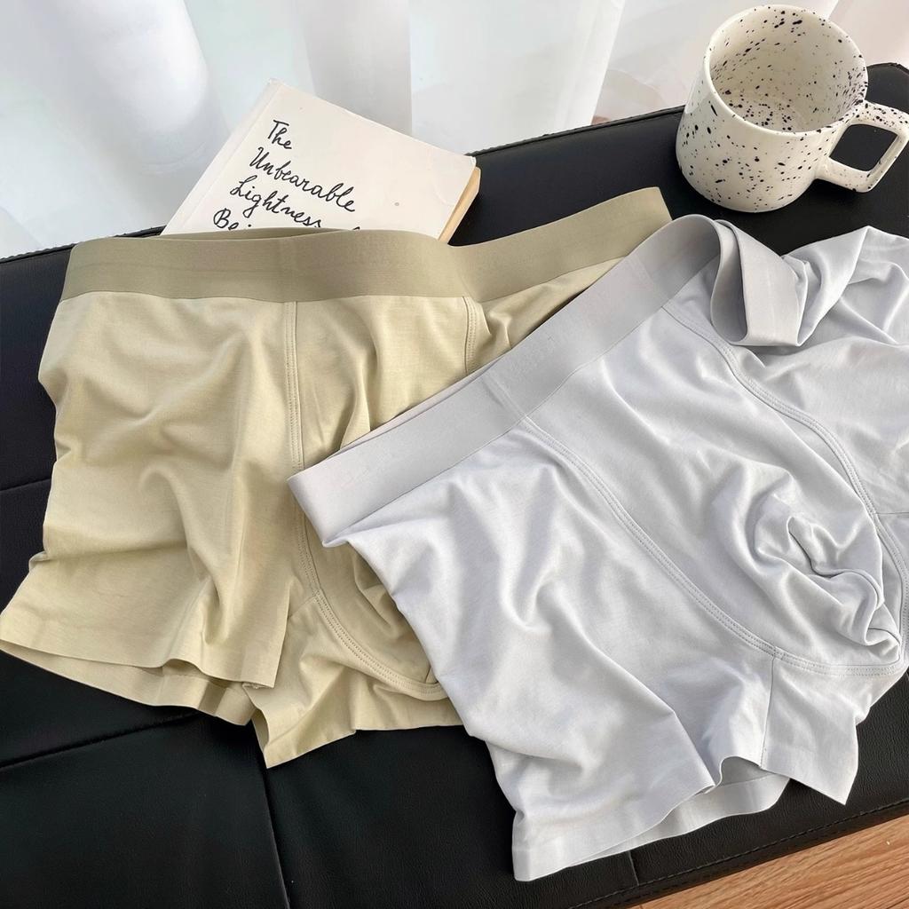 Modale Herrenunterwäsche aus Maulbeerseide 5A, antibakterielle Feile, atmungsaktive Flachwinkelhose, einfarbig, einfach und nahtlos