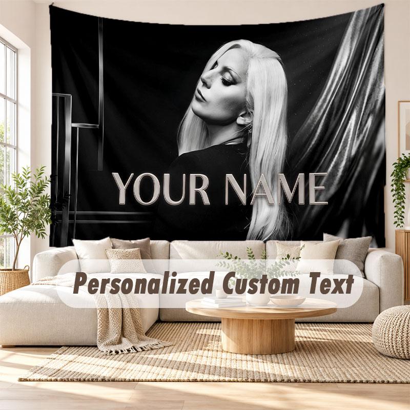 Personalisierte Wandbehänge-Tapestry mit Namen, Lady Gaga Dekorative Hintergrund-Tapestry für Wohnheim, Zuhause