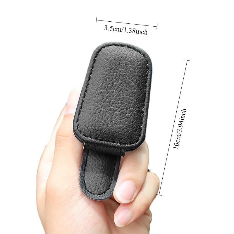 1Pc Multifunctional Car Glasses Clip, Car Sunglasses Holder, Leather Car Interior Sun Visor Storage Box
