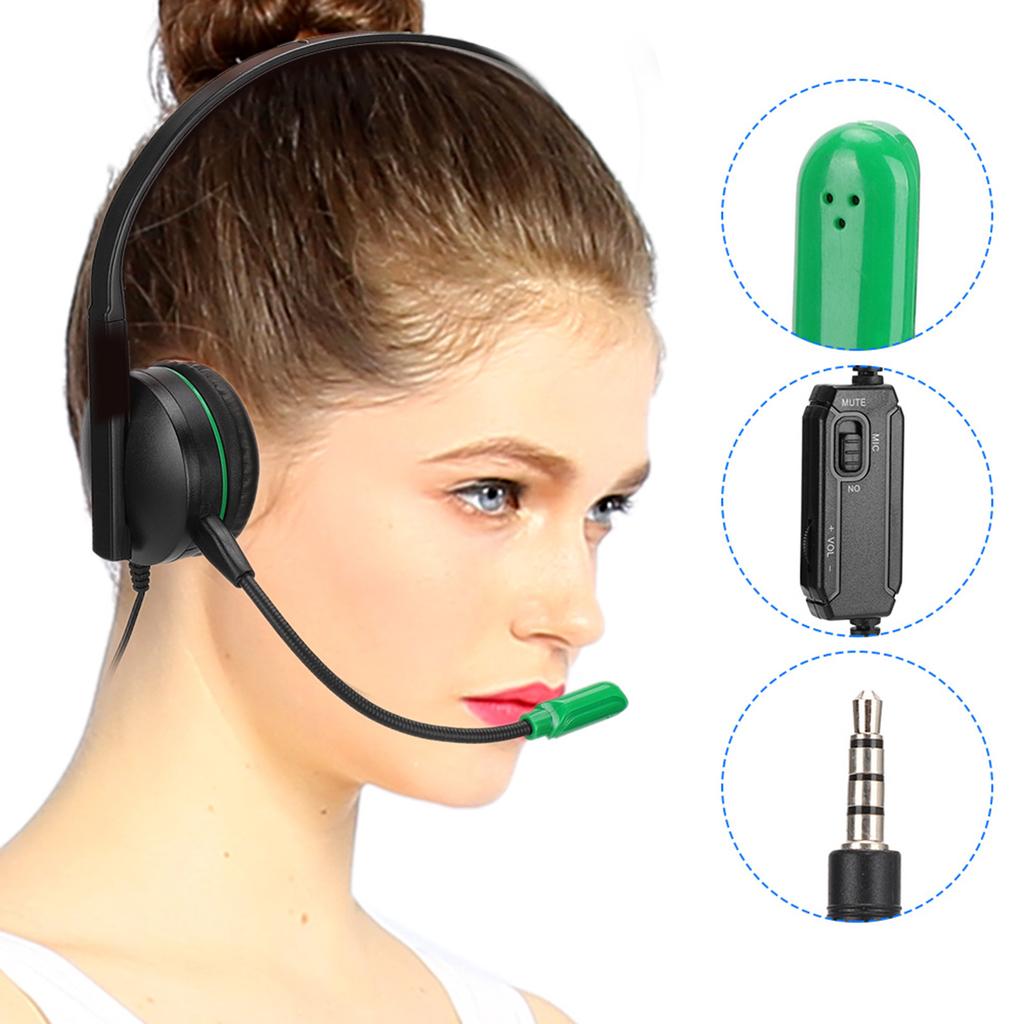Unilateral Headset Head Mounted Gaming Headphone for XBOX One Black Green
