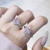 Light Luxury Heart-Shaped Zircon Ring Opening Design Female Sweet Cool Versatile Personalized Ring Niche High-End Fashionable