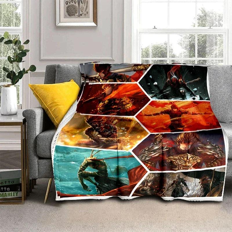 Fantasy The Monkey King Cartoon Blanket Warm Flannel Throw Blanket Bedspread for Bed Sofa Picnic Christmas Birthday Boys Gifts
