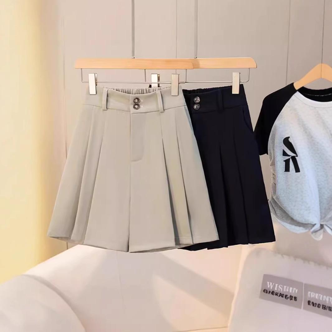 

Plus Size Women s Fashionable High Waist Wide-Leg Autumn Five-Point Shorts 3XL