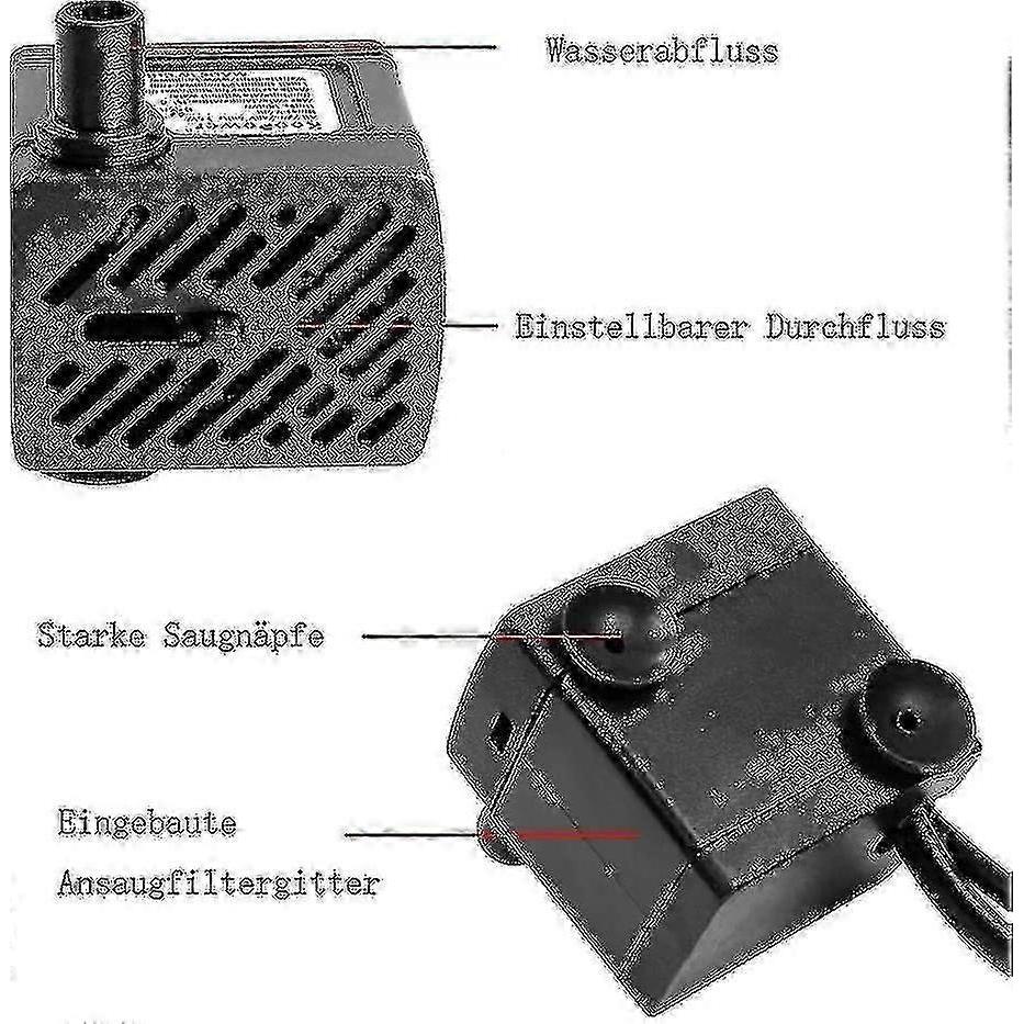 Mini Water Pump With Led, 180l/h, 3w, Small Fish Tank, Garden, Well, Garden Pond, Water Fountain Pump - R