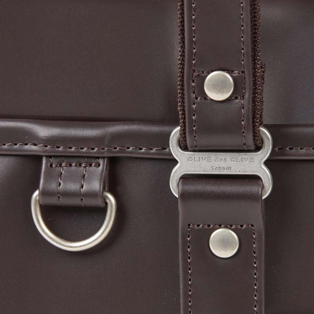 Olive de Olive School School Bag, 15L, Brown Synthetic Leather with Pink Embroidery, Tote Bag, Women's, Shoulder Bag, Suitable for High School and