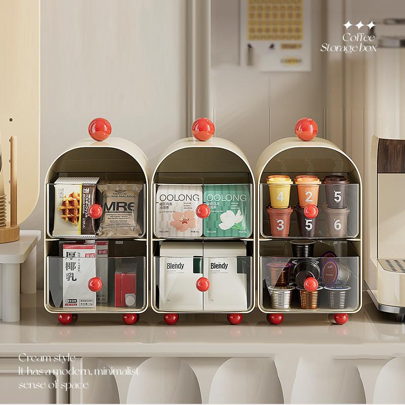 Tea Bag Storage Box Coffee Capsule Storage Rack Office Bar Multi-Layer Desktop Storage Box Tea Storage Box
