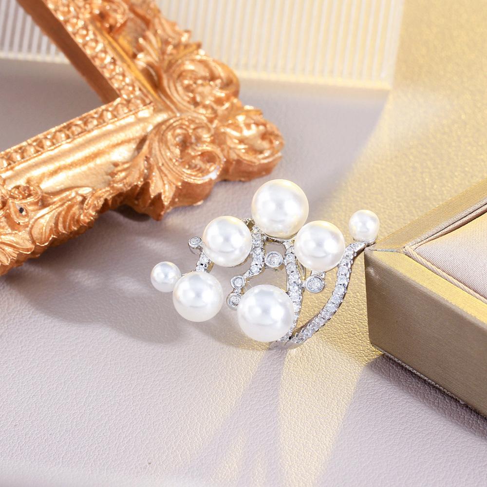 CMM Adjustable Size Unique Creative Design Shiny White Cubic Zirconia Engagement Artificial Pearl Rings for Women