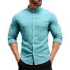 Herren Casual Einfarbig Stehkragen Knopf Strickjacke Herren Casual Langarm Baumwollhemd