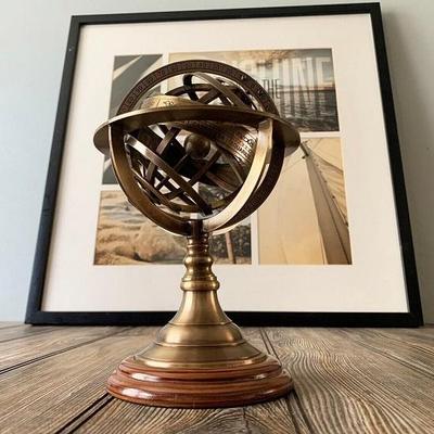 Vintage Zodiac Armillary Brass Sphere Globe