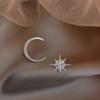 Star Moon Earrings Korean Version Asymmetrical High Sense Earring Fashion Prevent Allergy Exquisite Ear Nail