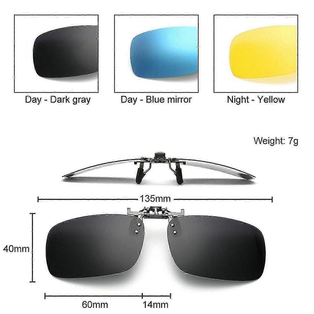 3 Pack Clip On Flip Up Polarized Sunglass Lenses for UV Protection & Sun Glare Reduction