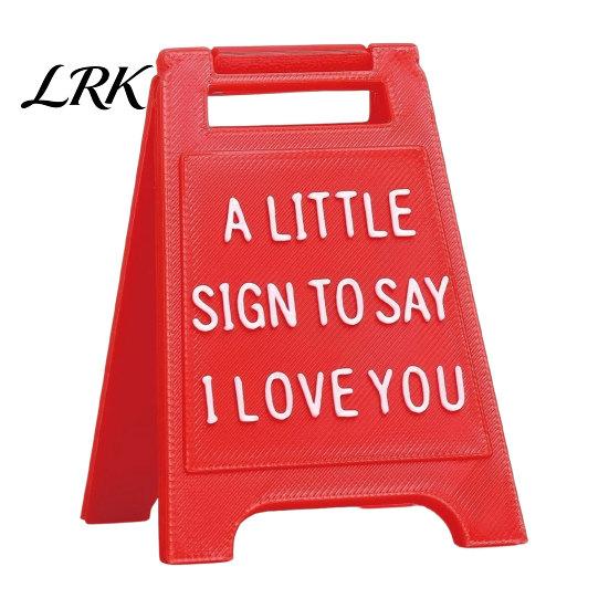 Raised Letter Decoration 3D Printed Love Sign, Romantic I You Desk Decor, Gift Idea Mini Stand for Valentine's Day Wedding, Anniversary Her