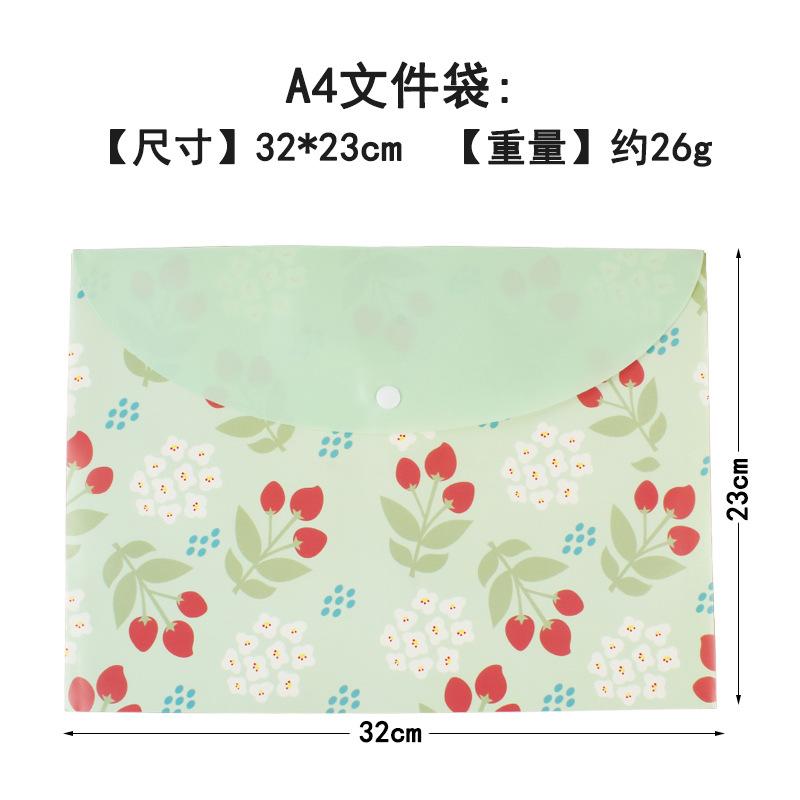 A4 cute cartoon animal file holder snap button PVC folder pen box office information bag 1pcs