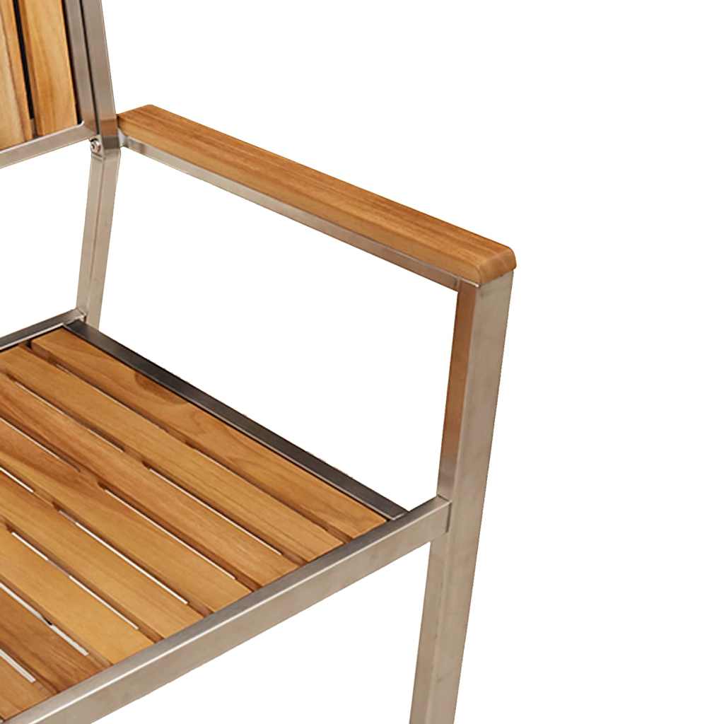 Garden Chair 2 Pcs Solid Teak Wood and Stainless Steel