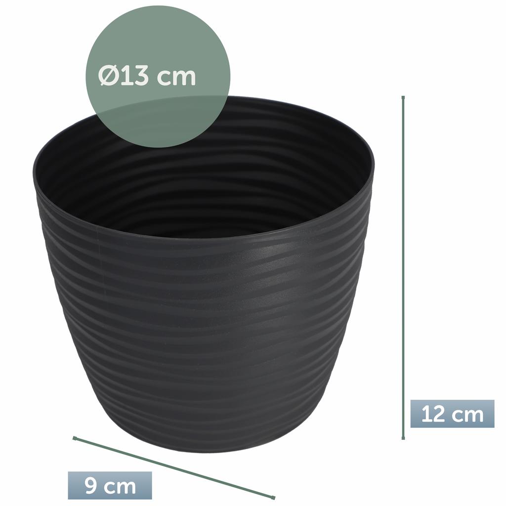 KADAX Doniczka Donica Na Kwiaty 13cm Osłonka Okrągła Kwietnik Plastikowa Antracyt