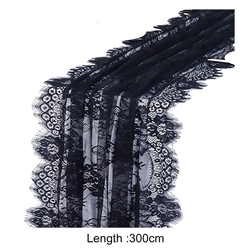 Floral Lace Table Runner French Sheer White Black Tulle Rectangle Wedding Bridal Shower Party Dining Table Cover Kitchen Supply