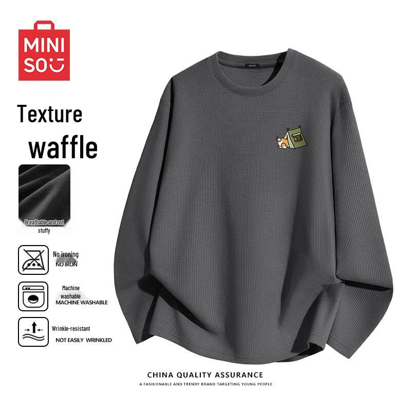 MINISO Men s Waffle Knit Long Sleeve T-Shirt L