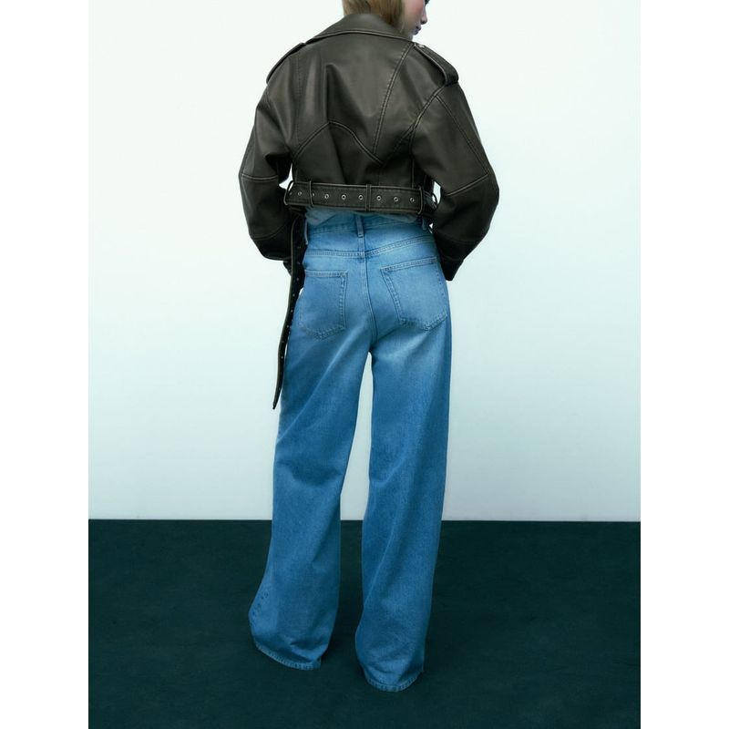 Spring & Fall New Arrival Motorcycle Leather Coat Fashion Lapel Loose Short Poly Urethane Leather Jacket Outwear 4341826