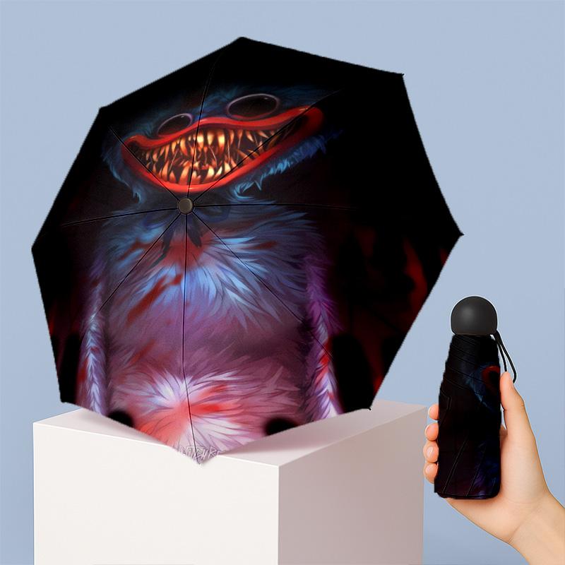 Poppy Playtime Imprimé 5 ?Pliage Mini Parapluie 8?Parapluie compact coupe-vent à nervures pour femmes, de poche