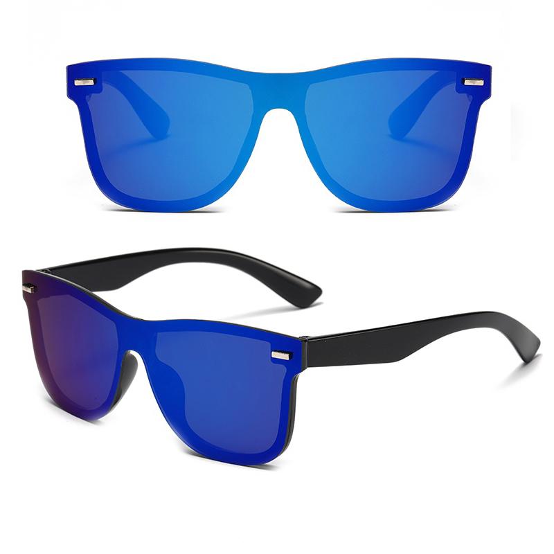 Luxe Vierkante Zonnebril Mannen Vrouwen Mode Eénstuk Zonnebril Unisex Vintage Spiegel Blauw Rijbril Uv400 blue