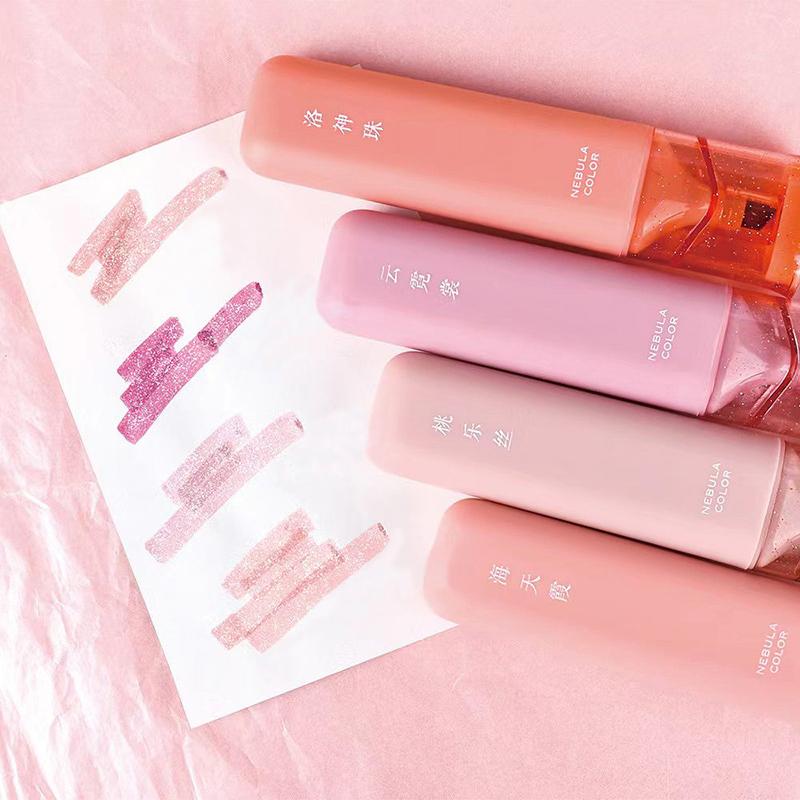 4 Pcs/Set Pastel Clear Color Oblique Head Highlighter Pen Cute Rose And Moon Art Drawing Pen For Students Supplies Stationery