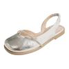 Sheepskin version, flat shoes with skirts, silver bag head sandals for women's summer wear, new women's single shoes.