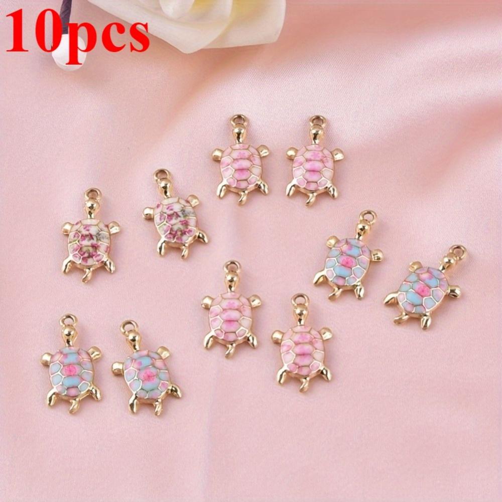 

10pcs Ocean Turtle Pendants. Colorful flower printed DIY jewelry accessories. чистый