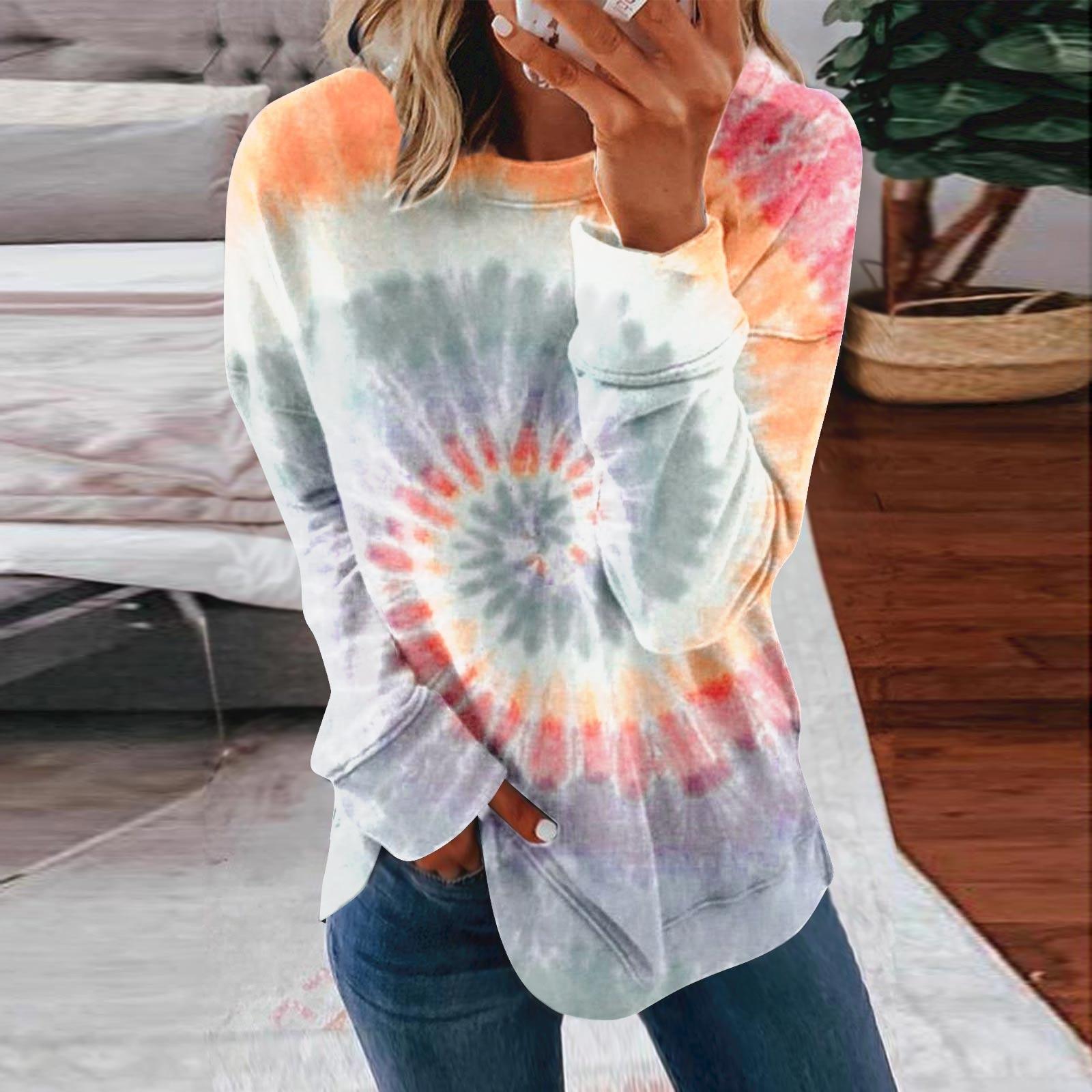 

Женская блузка, повседневная футболка с длинными рукавами и принтом, реглан с круглым вырезом, топ XXXL