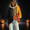Women's Fashionable Three-Quarter-Sleeve Halloween-Printed Hooded Pullover