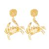 SHIXIN Exaggerated Crab Drop Earrings for Women Creative Exquisite Ocean-Style Beach Metal Dangle Earrings Party Jewelry Gift